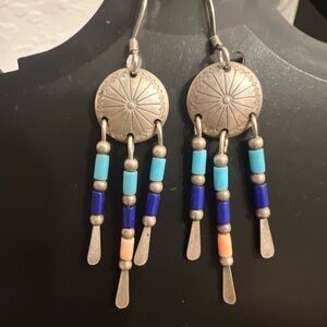 Sterling silver southwest style earrings with stone beads